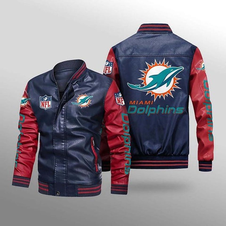 Miami Dolphins Leather Varsity Jackets