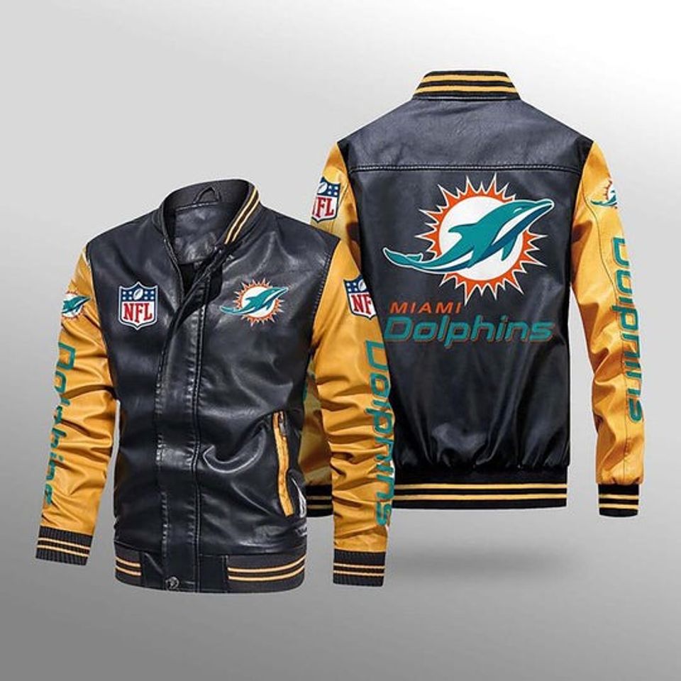 Miami Dolphins Leather Varsity Jackets