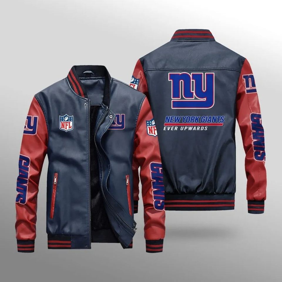 New York Giants Leather Varsity Jackets, Football Jacket