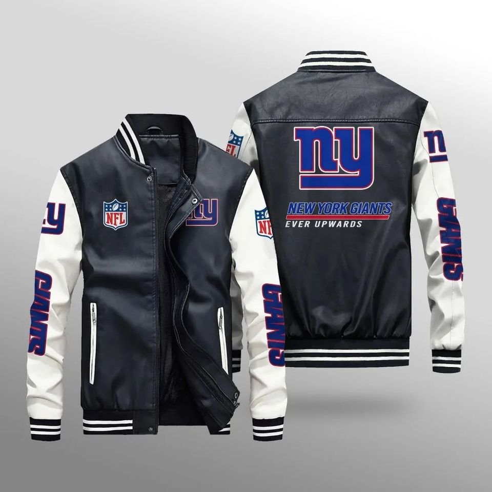 New York Giants Leather Varsity Jackets, Football Jacket