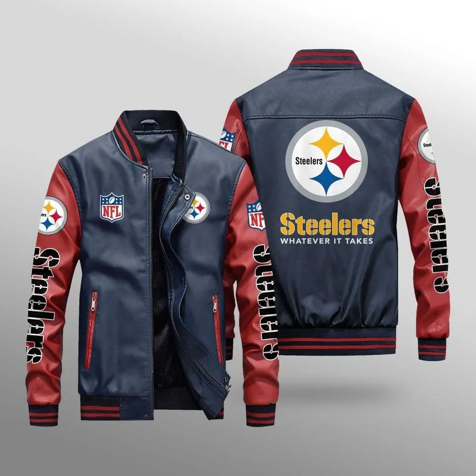 Pittsburgh Steeler Leather Varsity Jackets, Football Jacket