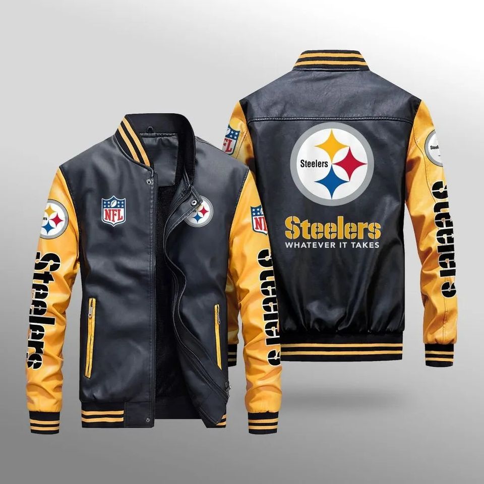 Pittsburgh Steeler Leather Varsity Jackets, Football Jacket