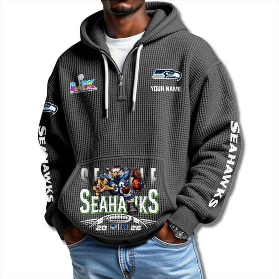 Seahawks NFC Champions SBLX Waffle Quarter Zip Hoodie