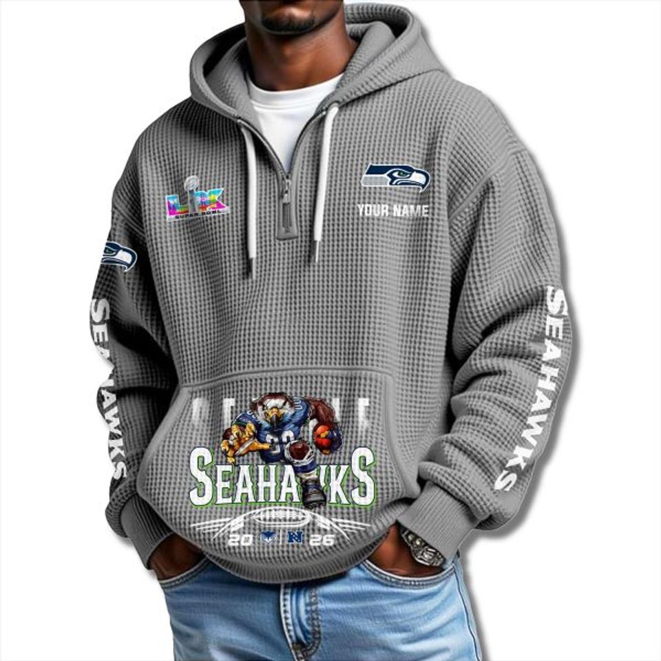 Seahawks NFC Champions SBLX Waffle Quarter Zip Hoodie