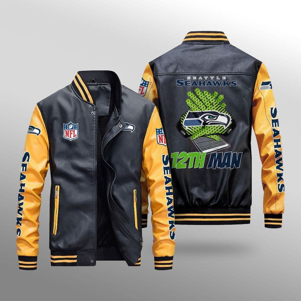 Seattle Seahawks With Hand Leather Varsity Jackets, Football Jacket, Game Day Merch