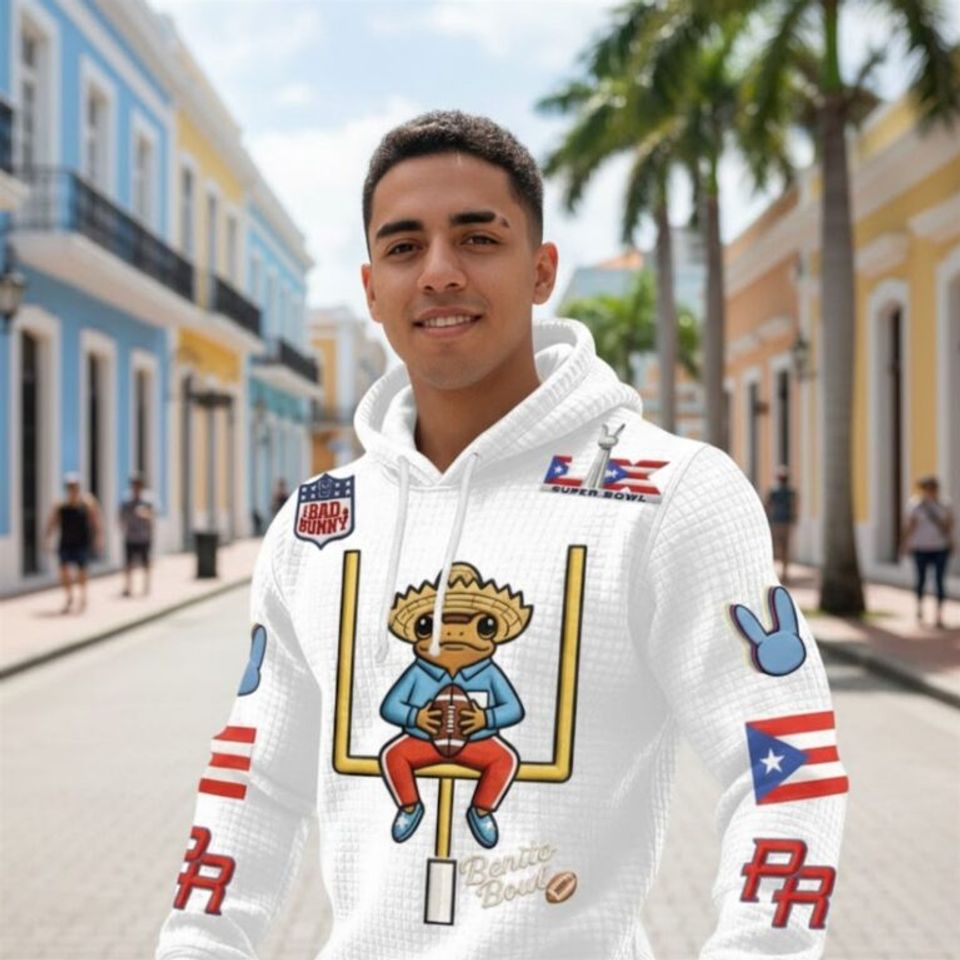 2026 Bad Bunny Benito Bowl Puerto Rico Waffle Hoodie