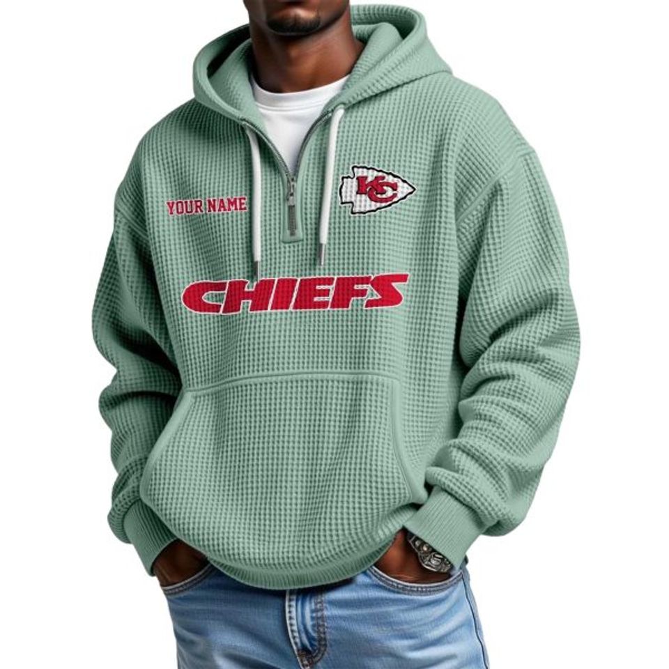 Chiesfss Personalized Quarter Zip Waffle Hoodie