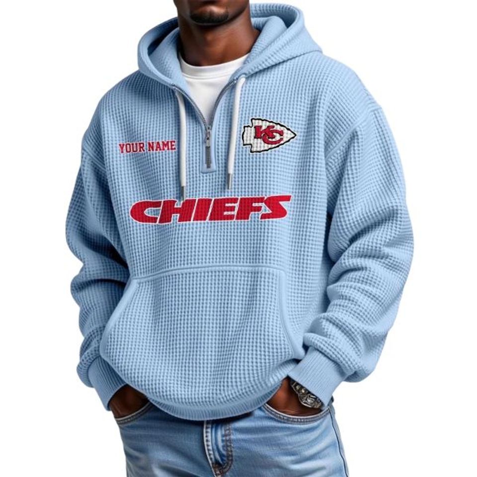 Chiesfss Personalized Quarter Zip Waffle Hoodie