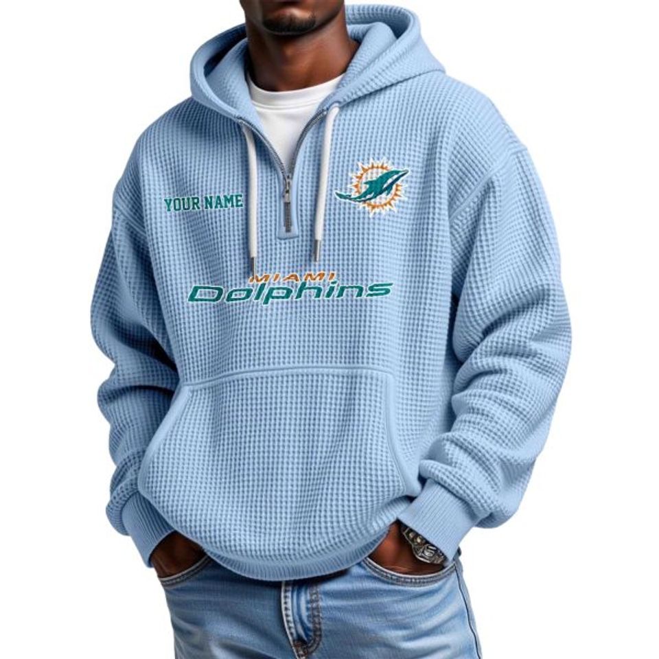 Dolphinss Personalized Quarter Zip Waffle Hoodie
