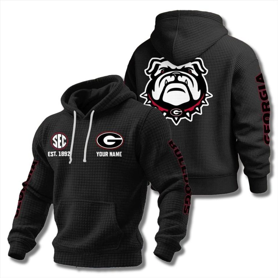 GA bulldogs EST 1892 Waffle Hoodie