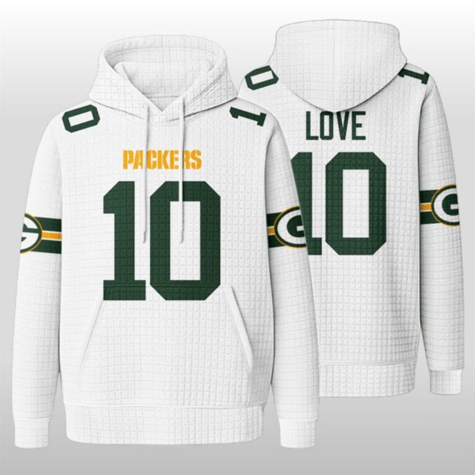 Green Bay Packers Love 10 Waffle Hoodie