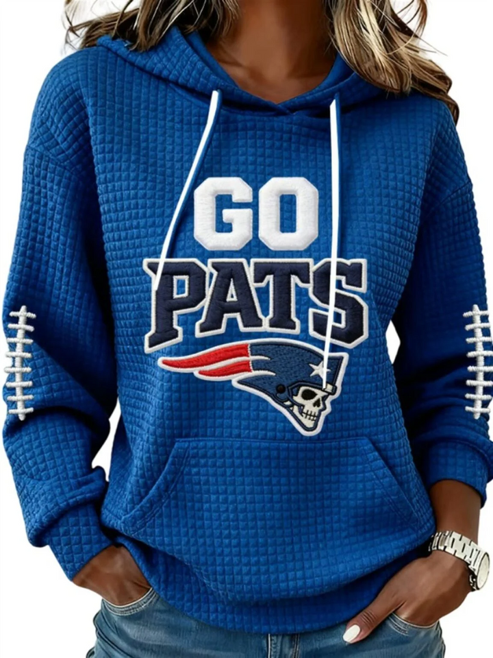 2026 NE Patriots Go Pats Waffle Hoodie