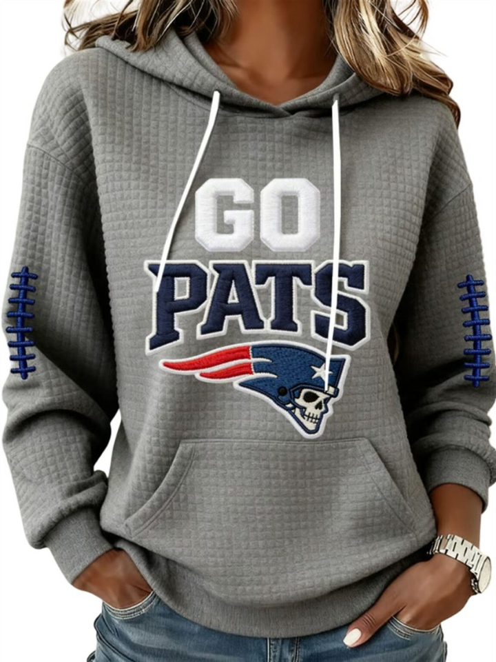 2026 NE Patriots Go Pats Waffle Hoodie