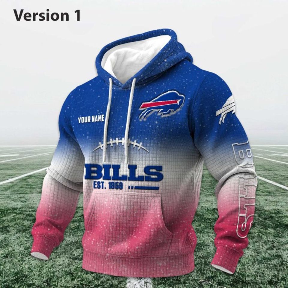 Personalized Bills EST 1959 Football Waffle Hoodie