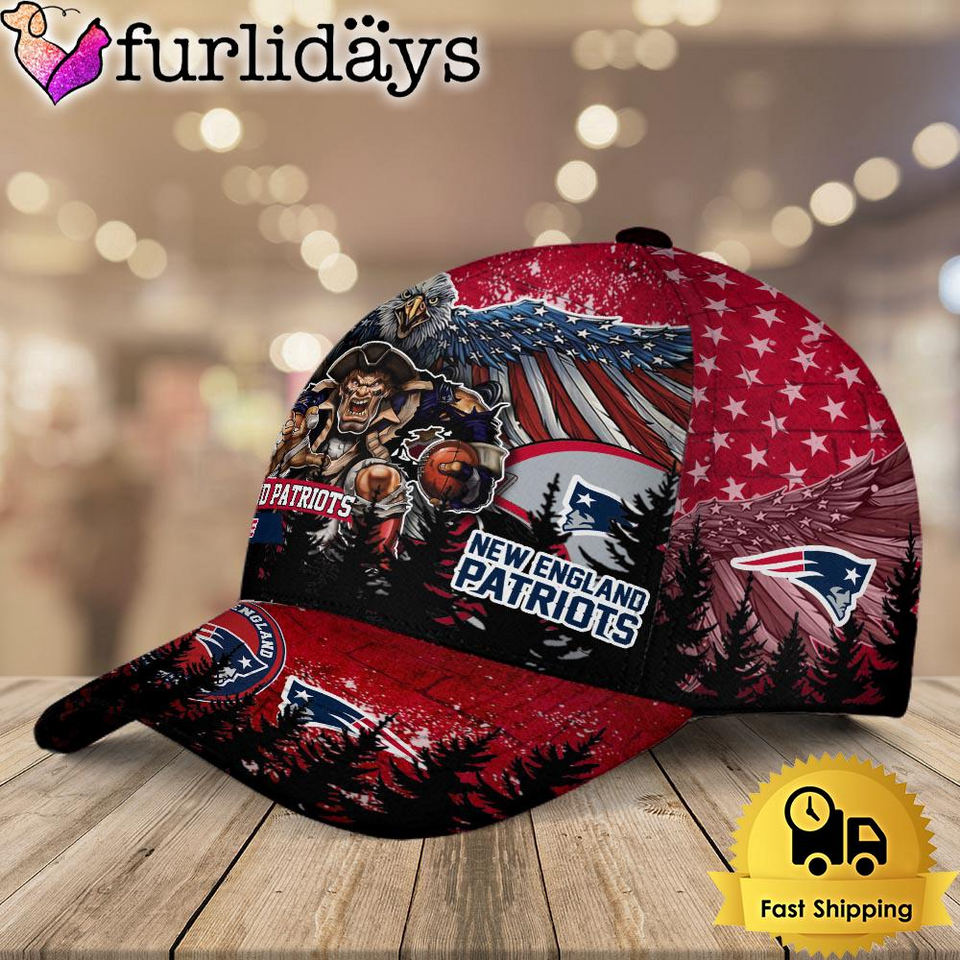 football New England Patriots Mascot Logo Custom Name Baseball Cap