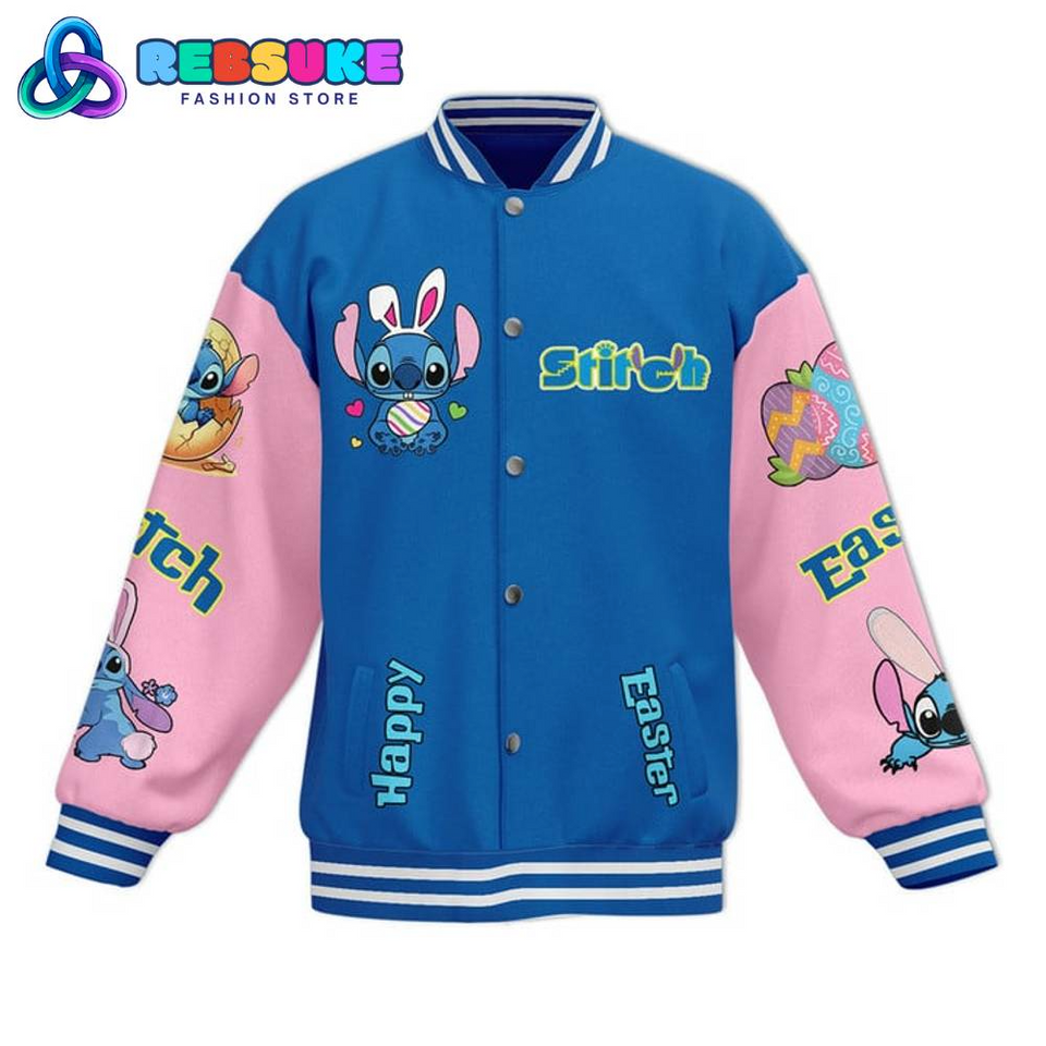 Stitch Happy Easter Ohana Baseball Jacket