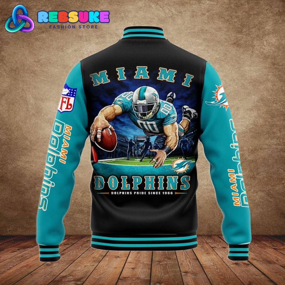 Miami Dolphins football Custom Name Baseball Jacket