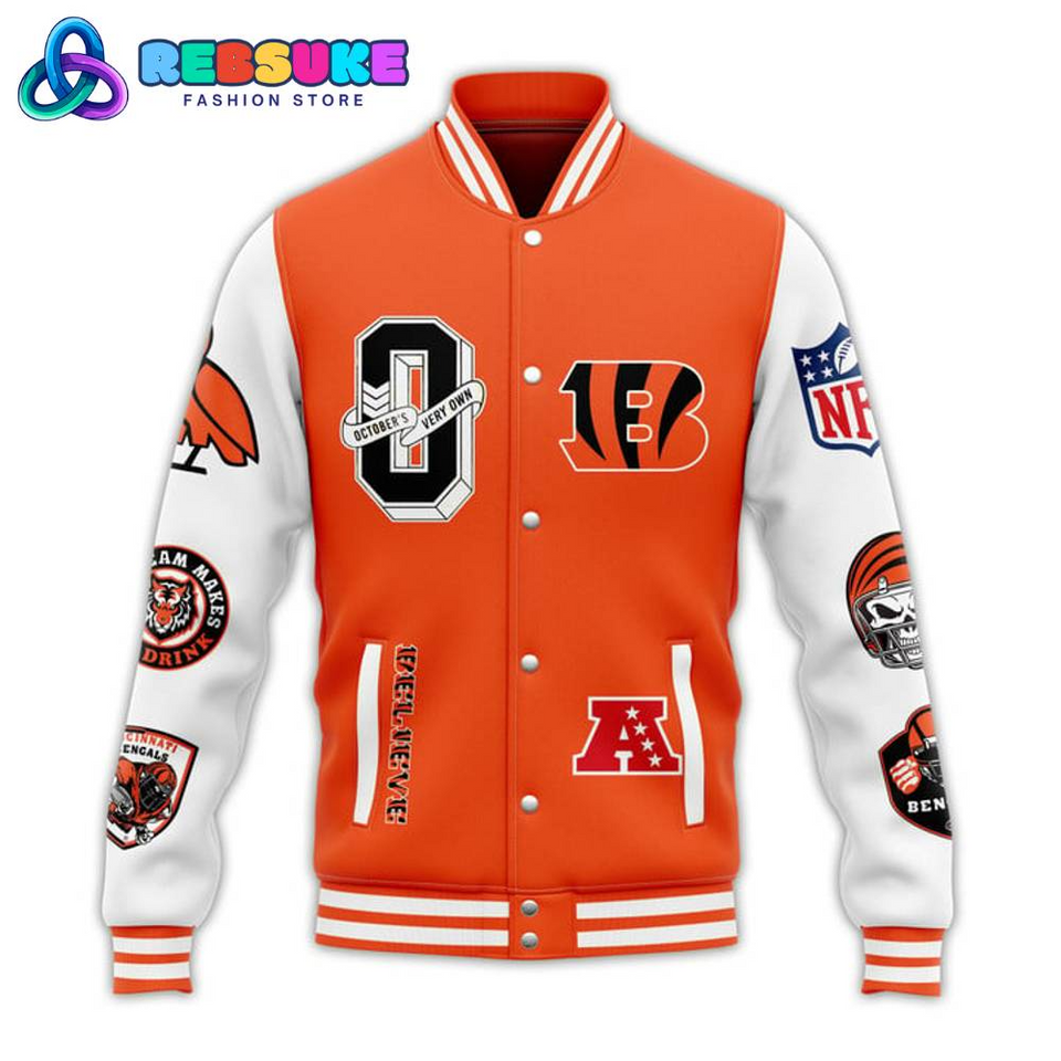 Cincinnati Bengal football Orange Baseball Jacket