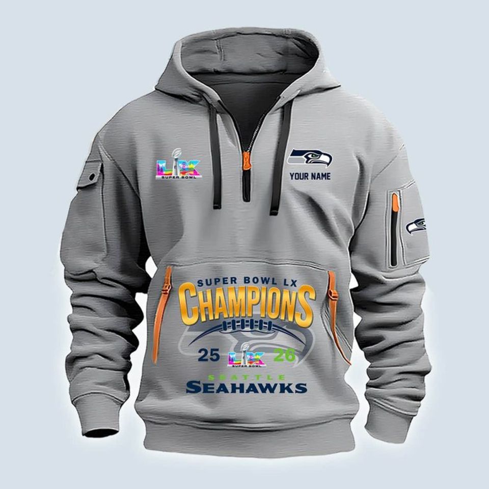 Seahawks SupeBowl LX Champions Hoodie Half Zipper