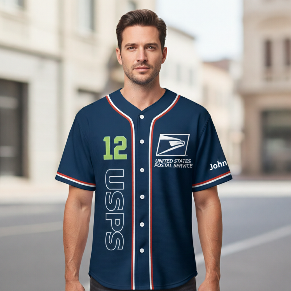 Personalized Postal Service Baseball Jersey, Postal Worker Uniform