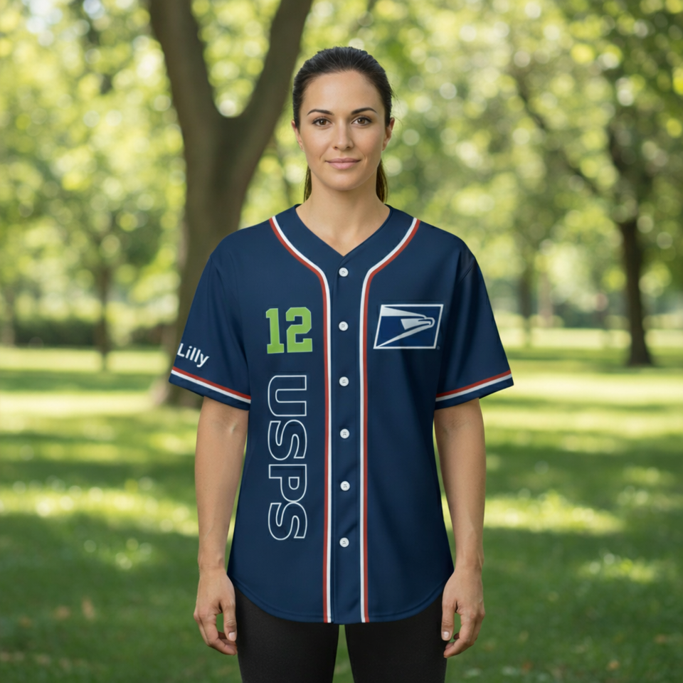 Personalized Postal Service Baseball Jersey, Postal Worker Uniform