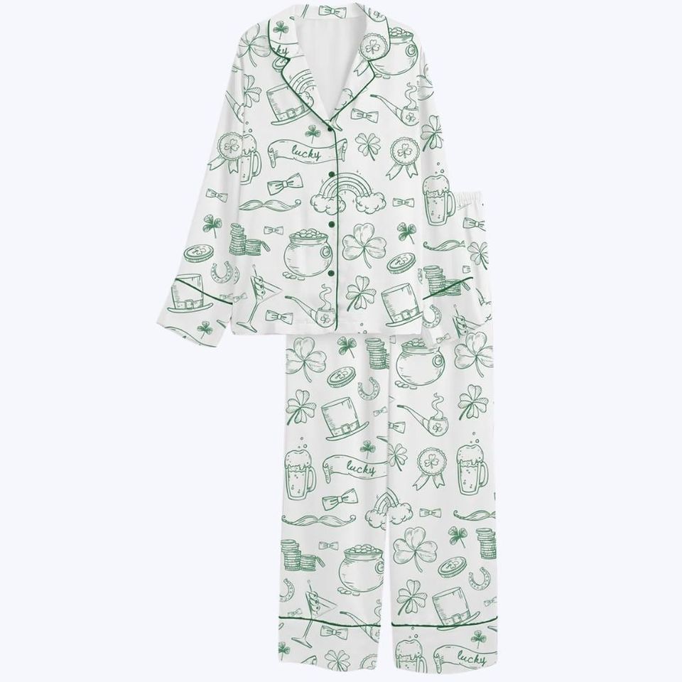 Discover St. Patricks Day Pajamas  Lucky Shamrock Matching Lounge Set  Festive Irish Sleepwear for Women