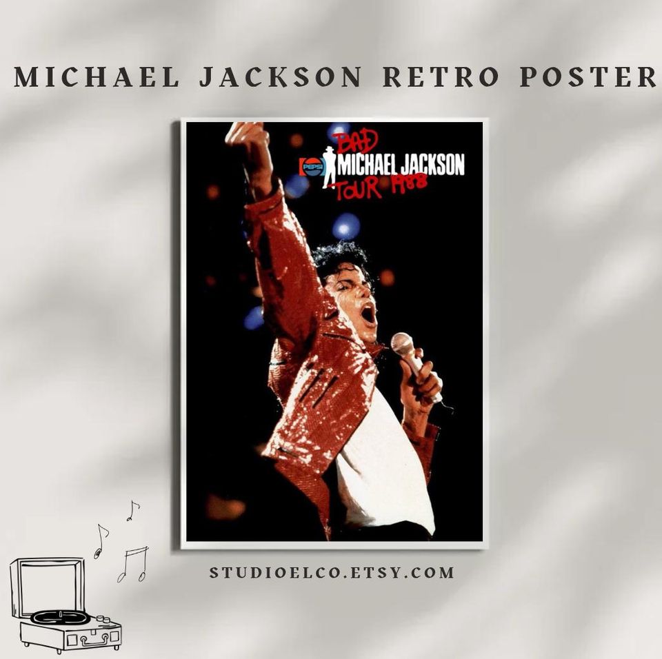 Michael Jackson Vintage Bad Tour Poster, Rolled Poster