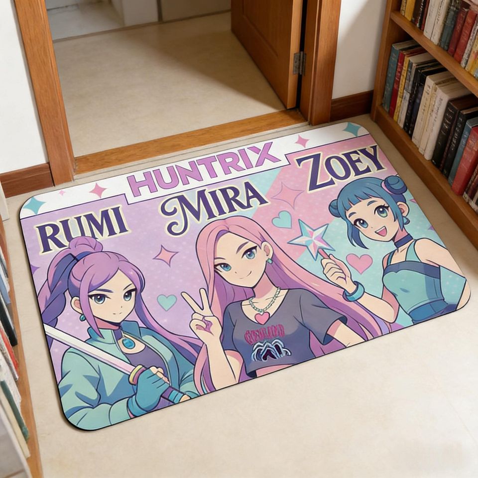 Huntrix Kpop Demon Hunters Floor Mat, Fandom Decorative Door Mat