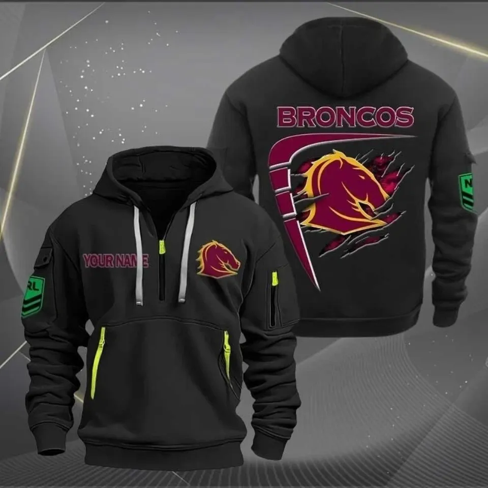 Brisbane Broncos Personalized Zip Hoodie For Fan