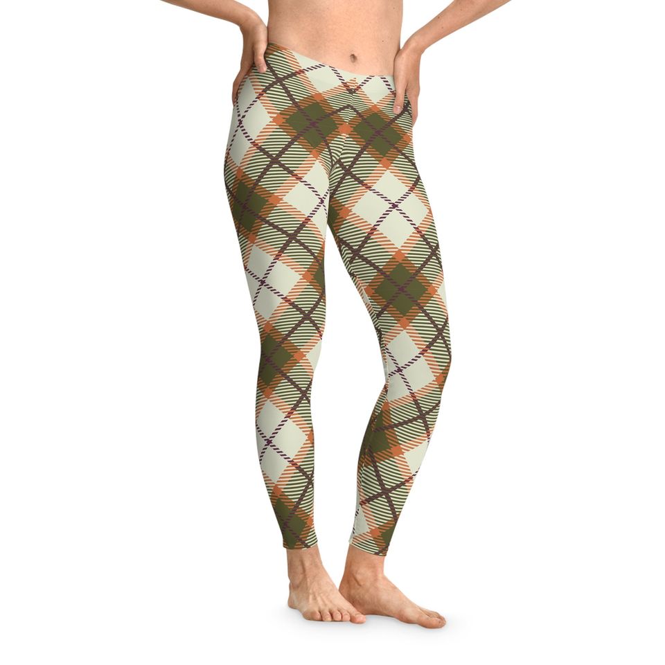 Plaid Stretchy Leggings, Plaid Yoga Pants