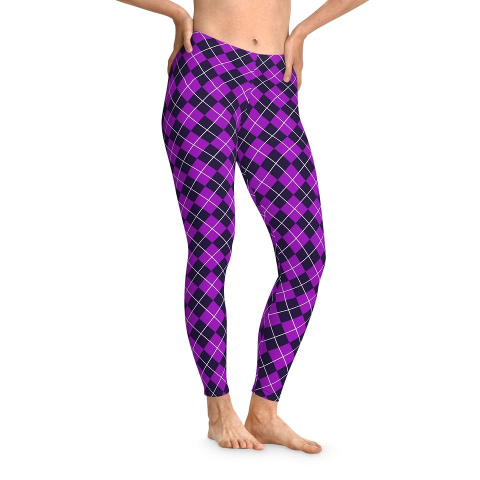 Purple Argyle Stretchy Leggings