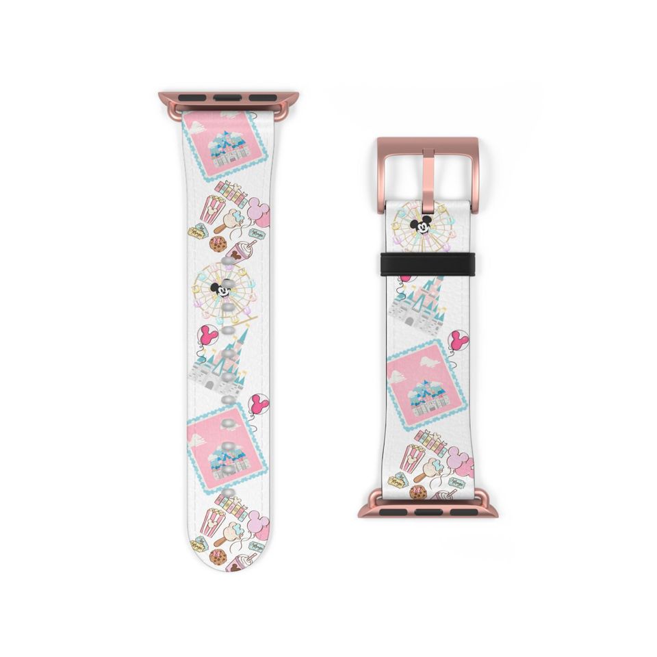 Disney Castle Pastel Pattern Watch Band, Disney Parks Theme