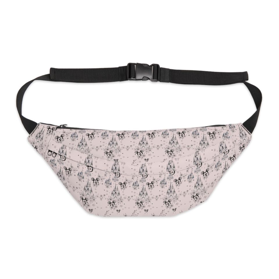 Disney Castle Sketch Pattern Fanny Pack, Park Hopping Hip Bag
