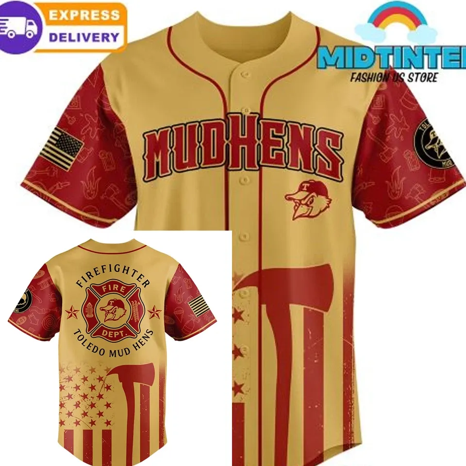 Firefighter Toledo Mud Hens BASEBALL JERSEY All sizes JJ6242