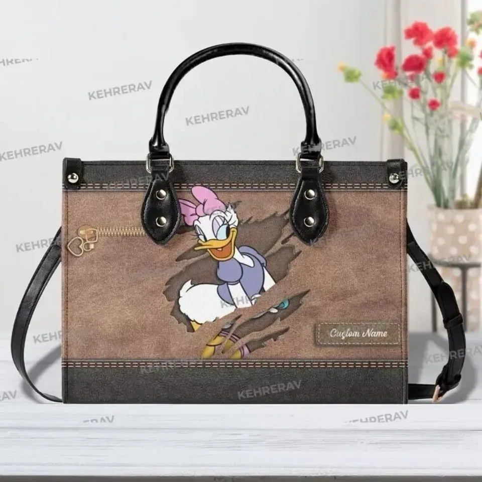 Personalized Daisy Duck Leather Handbag,  Gift For her