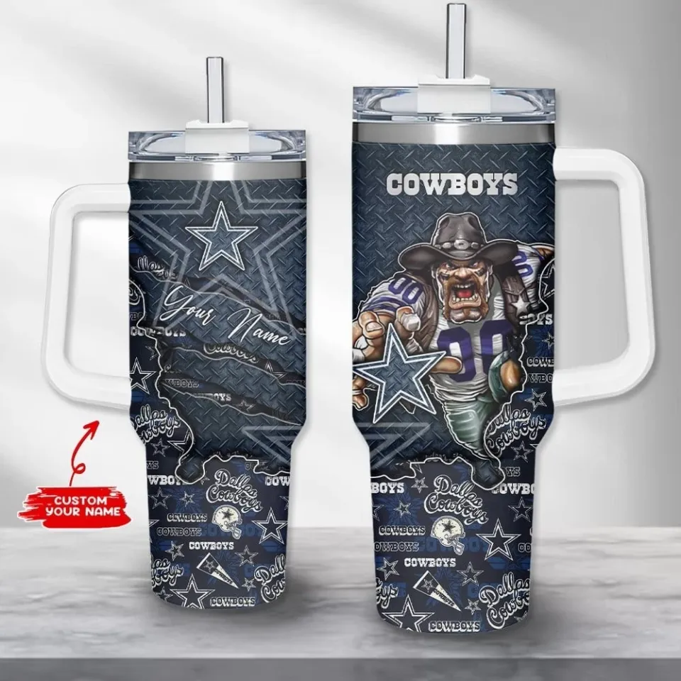 Texas Football Fan Custom Name Tumbler 40oz 30oz 20oz With Handle