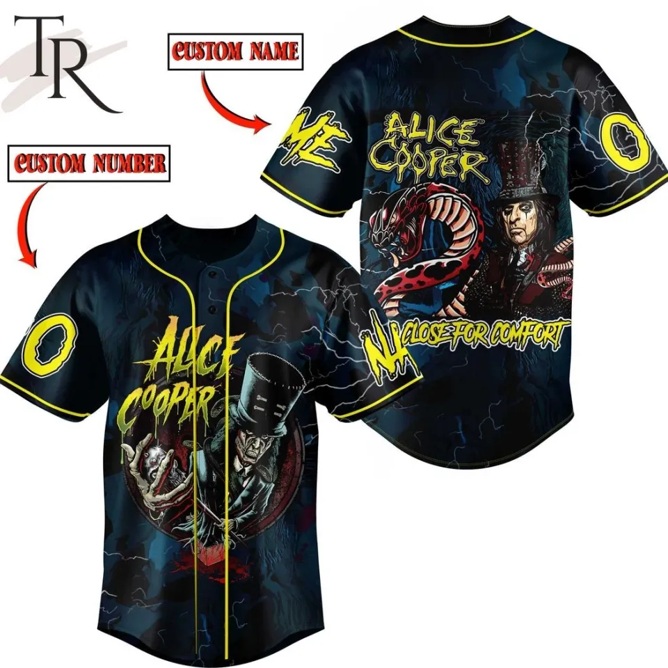 Alice Cooper Too Close For Comfort Custom Baseball Jersey