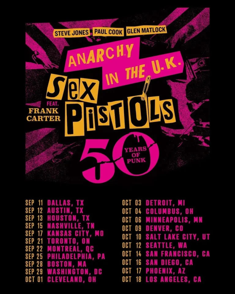 sx Pistols Featuring Frank Carter Announce 2026 North American Tour Post