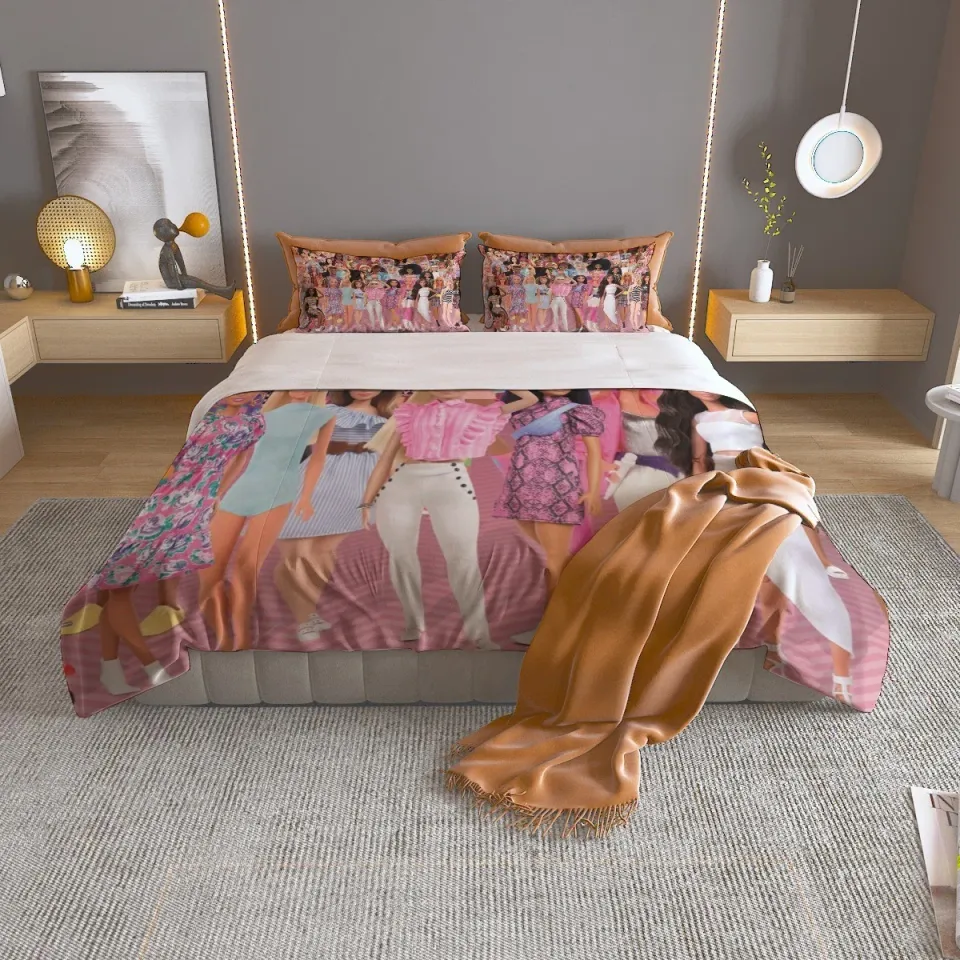 Top! Barbie Characters Print Bedding Set 125Gsm (Quilt Case And Pillow Case)