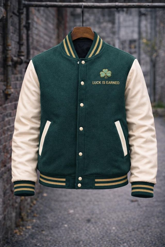 Emerald Green Irish Baseball Jacket