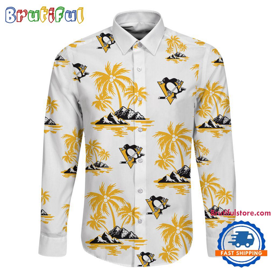 Pittsburgh Penguins Special Hockey Long Sleeve Hawaiian Design Button Shirt
