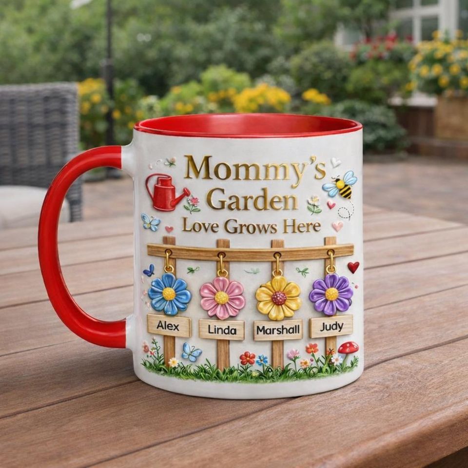 Discover Personalized Mommys Garden Mug, Custom Flower Family Coffee Mug, Mothers Day Gift for Mom Grandma