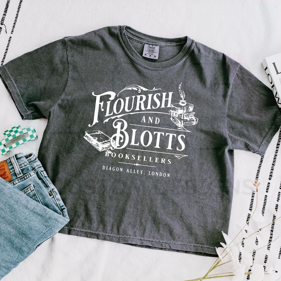 Comfort Colors Women's Boxy Tee Wizard Book Shop, Wizarding School House Shirt, Universal Vacation Shirt