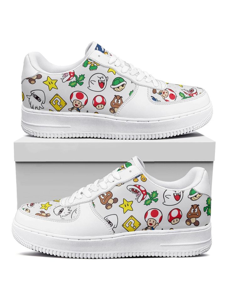 Super Mario Leather Low Top Sneakers for Kids, Men, Women