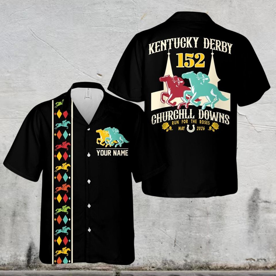 Personalized Kentucky Derby Churchill Downs Hawaiian Shirt, Derby Party Gift For Horse Racing Lover, Custom Talk Derby To Me Button Up Shirt