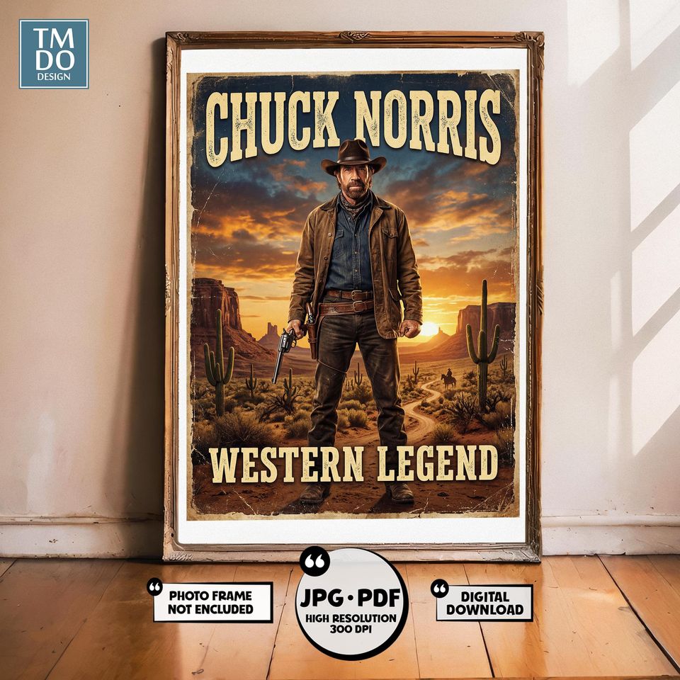 Chuck Norris Memorial Poster, Walker Texas Ranger, RIP Western Legend