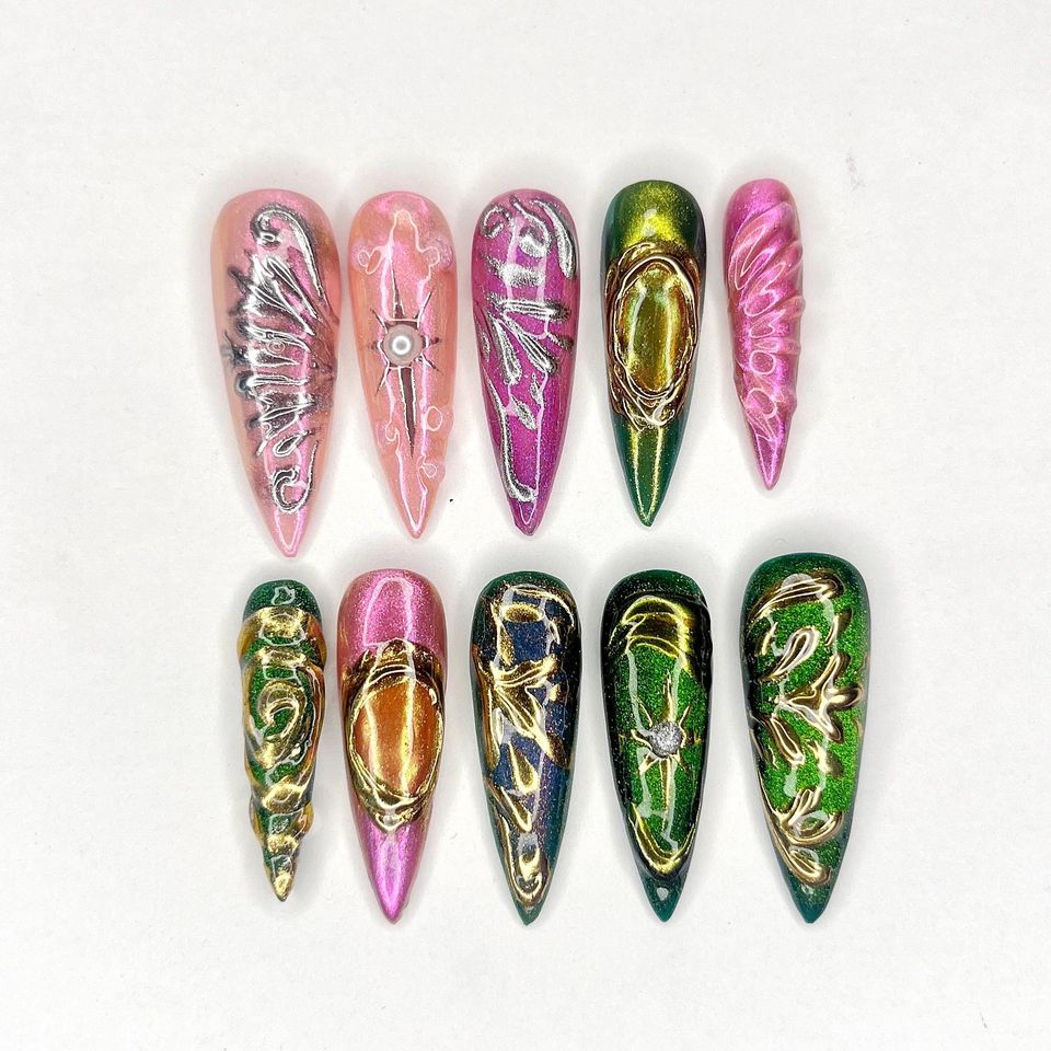 Wicked Elphaba & Galinda Inspired Press On Nail - Wicked Merch - Mother's Day Gift