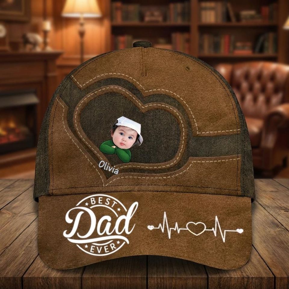 Discover Custom Photo Best Dad Papa Ever, Father's Day Gift For Dad, Dad Grandpa Kids Holding Hands Cap, Grandpa Gift, Dad Gift