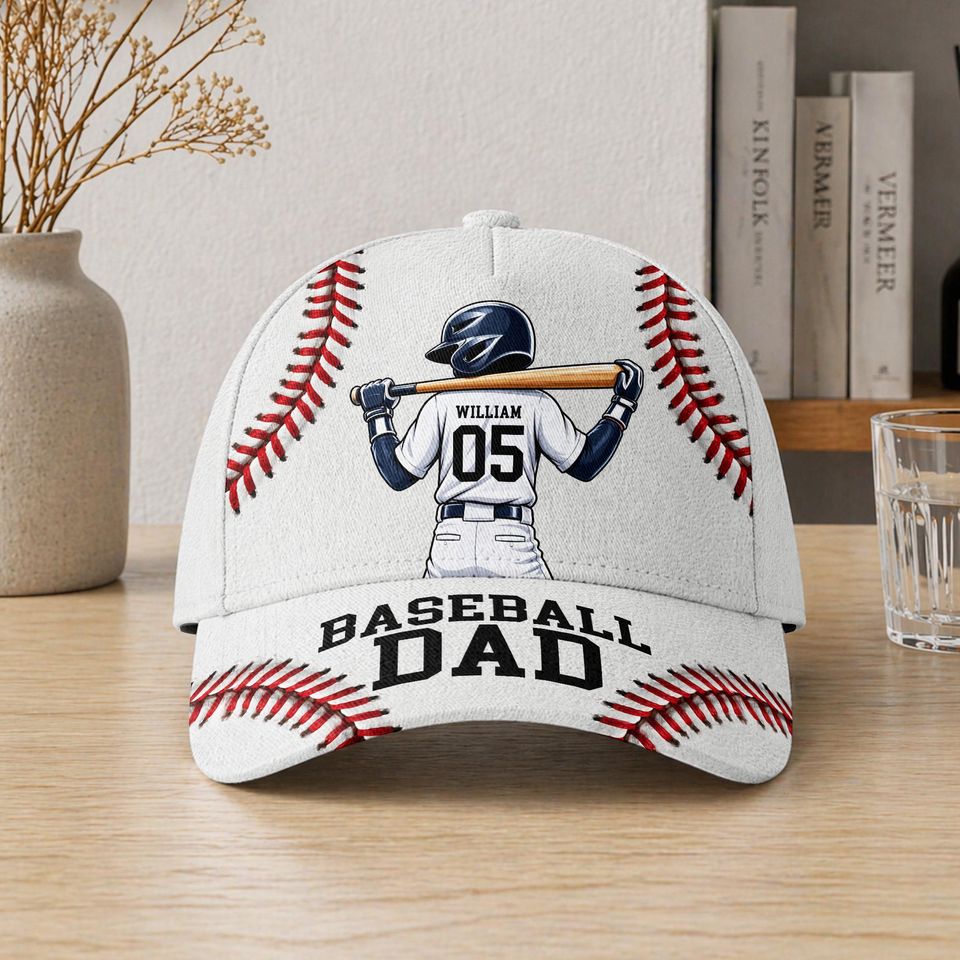 Discover Personalized Baseball Dad Cap, Custom Name Number Hat, Father's Day Gift