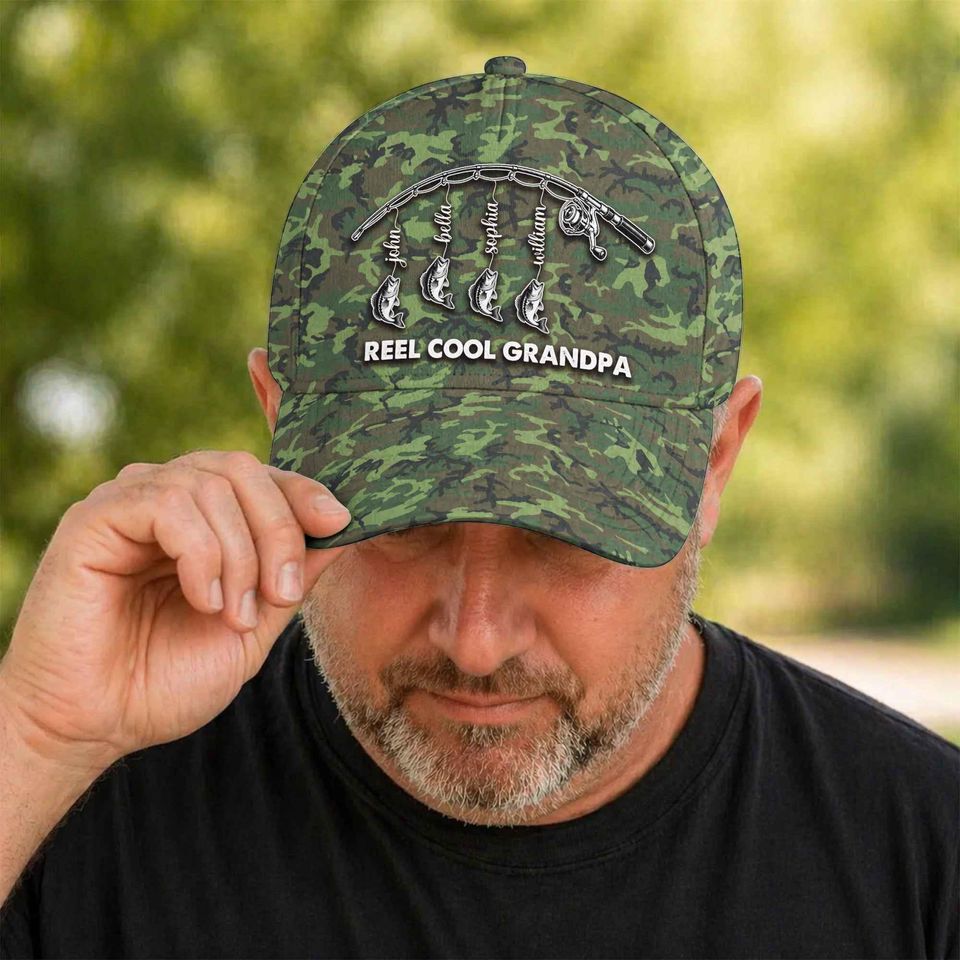 Discover Personalized Fishing Grandpa Cap, Custom Name, Reel Grandpa Hat, Fathers Day Gift